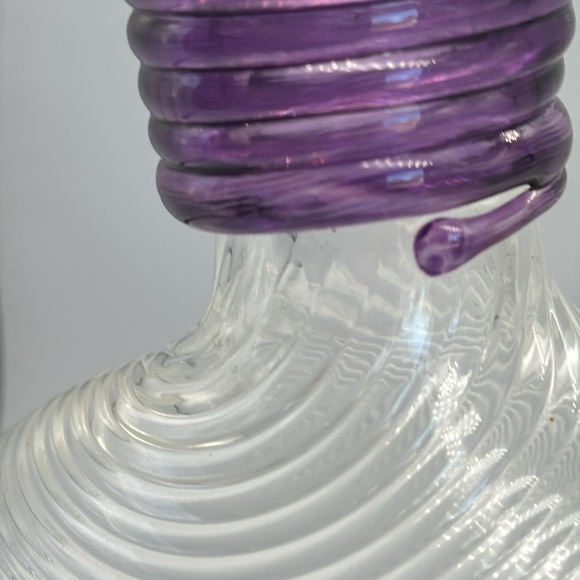 Studio PARAN Richard Jones Optic Twist Flask Glass Vase purple and clear Signed - Picture 4 of 12